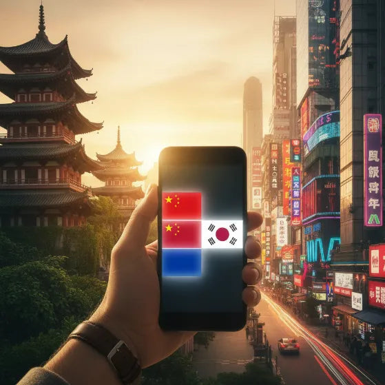eSIM de Airnetly para el este de Asia (China, Japón, Corea del Sur): datos de varios países.