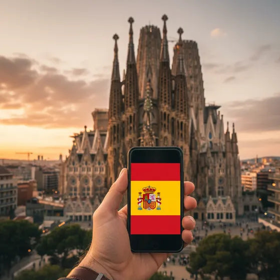 Airnetly eSIM for Spain – data volume for Mallorca, Madrid and Barcelona.