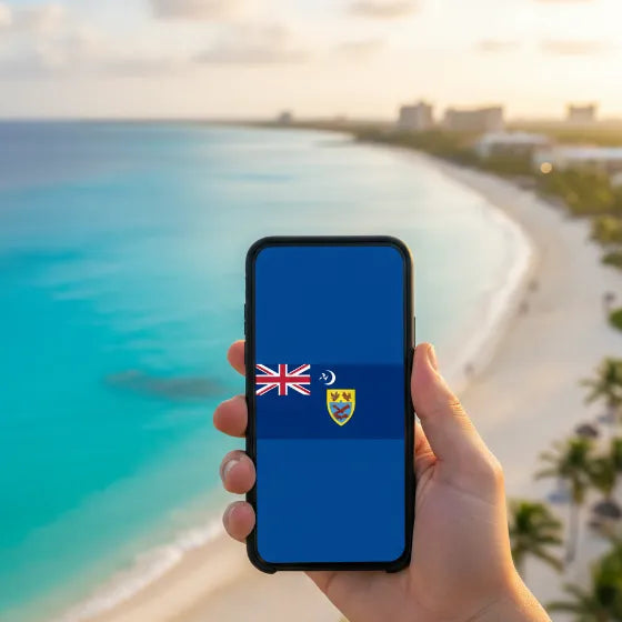 eSIM de Airnetly para el plan de datos del Caribe de las Islas Turcas y Caicos.