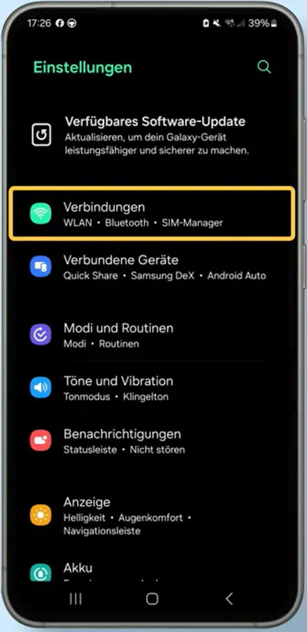 Screenshot Samsung Step 1
